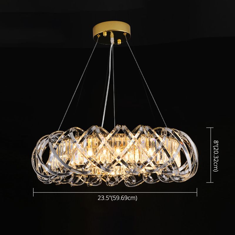 Postmodern Simplicity Geometric Hanging Chandelier Stainless Steel Suspension Lighting for Living Room