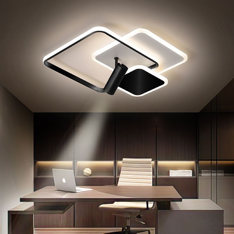 Carré métal LED encastré moderne 1 spot chambre plafonnier