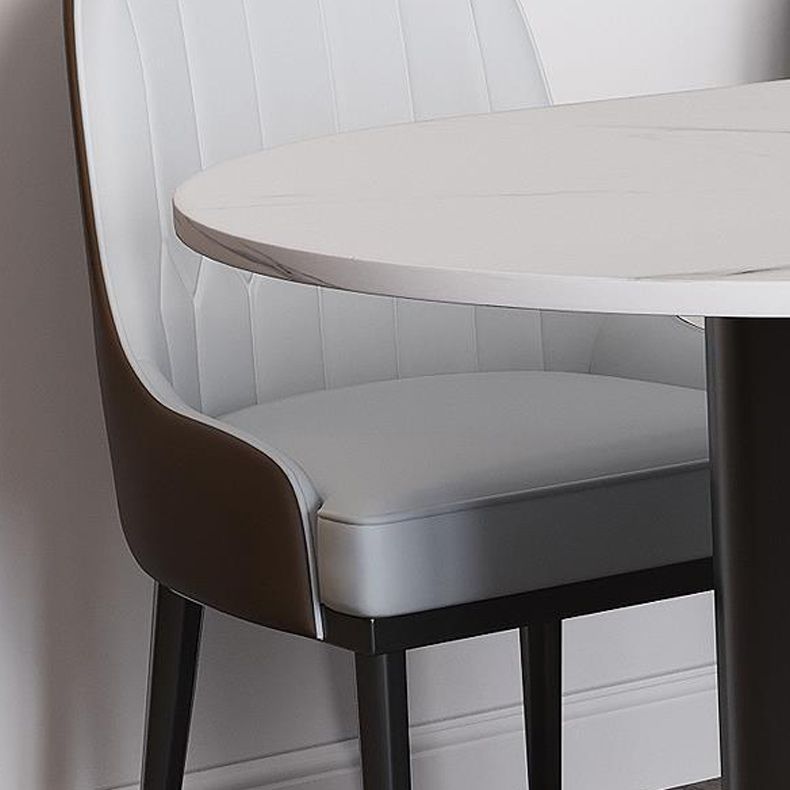 Stone Top Dining Table Modern Dining Table with 3 Legs in Black