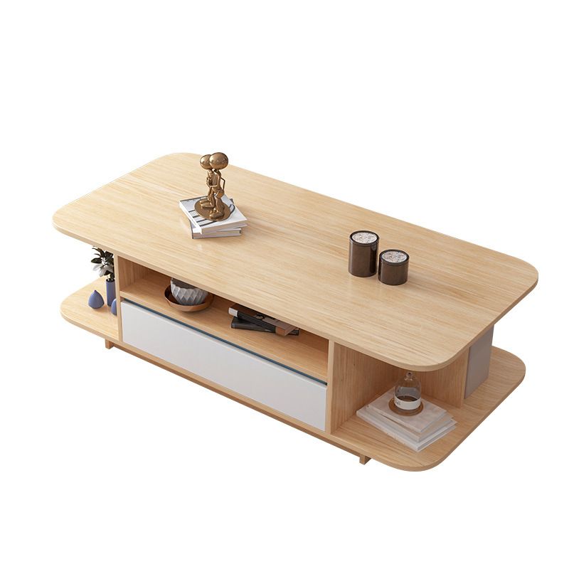 Scandinavian Coffee Table with Shelves and 1 Drawer Cocktail Table