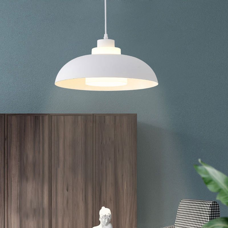 Bol en aluminium plafonnier pendrier léger macaron à la lampe à bulbe unique avec insert de l'ombre acrylique