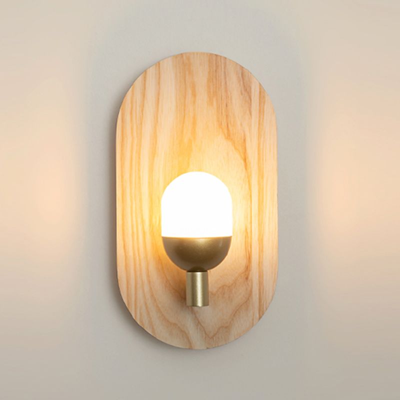 Modern Simple Wall Mount Light Ellipse Shape Wooden Wall Lamp for Bedroom