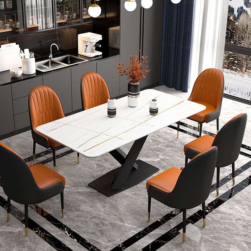 Luxury Dining Room Dinner Table Stone Rectangle Pedestal Dining Table