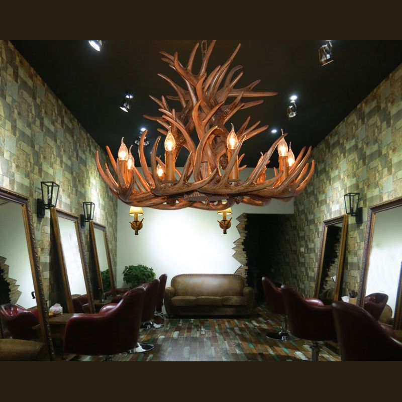 Avesos de lámpara de lámpara de madera de asta de la sala de estar de la sala de estar rústica accesorios de iluminación