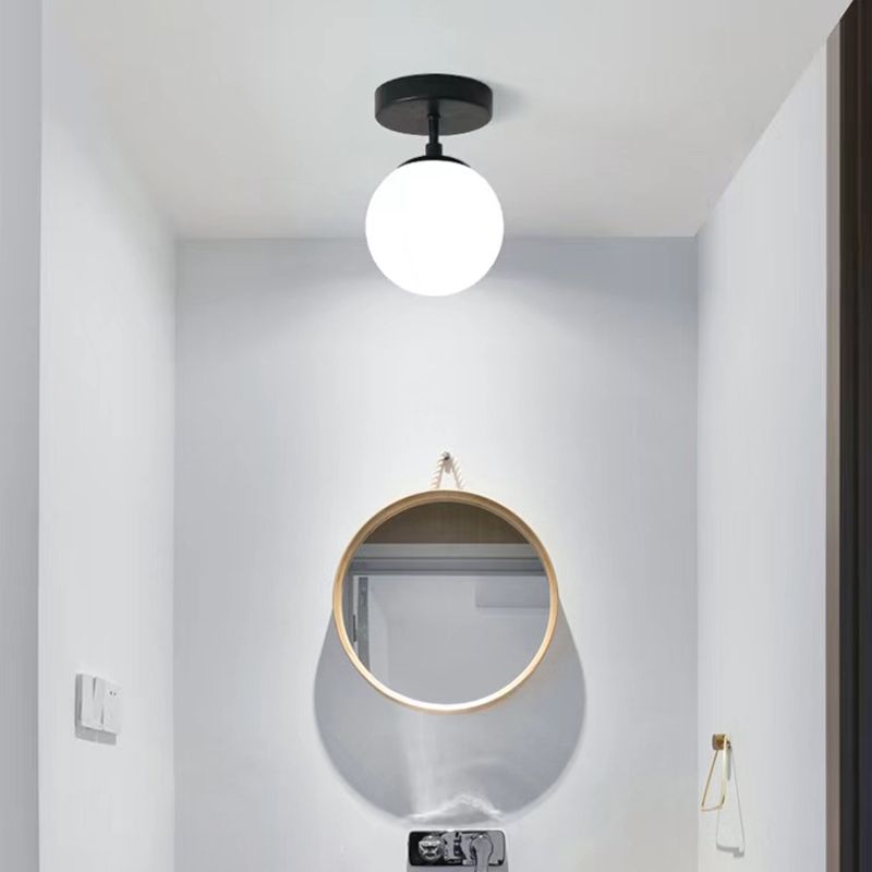 Contemporary Black Ceiling Light Globe Flush Mount Lighting for Home