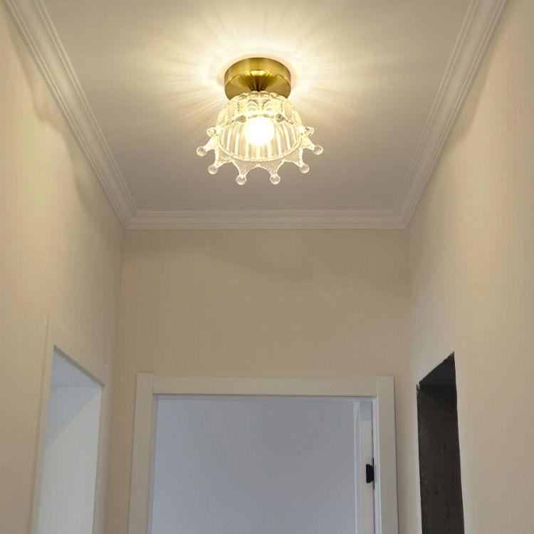 Modern Ceiling Lamp Geometric Flush Mount Light Fixture with Glass Shade for Bedroom