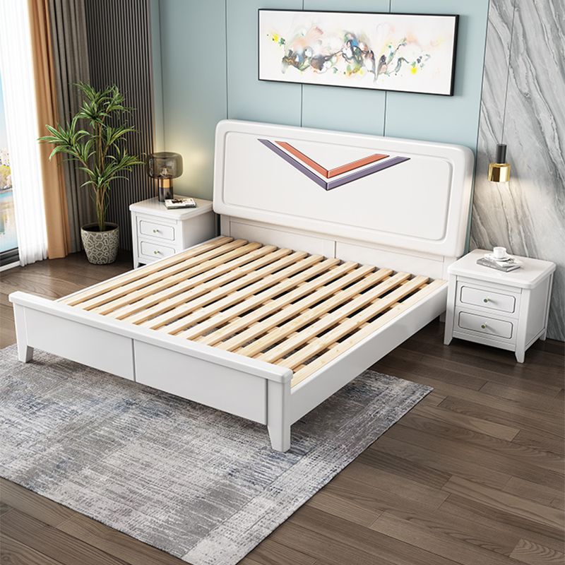 Contemporary Standard Bed Solid Wood Panel Bed with Headboard