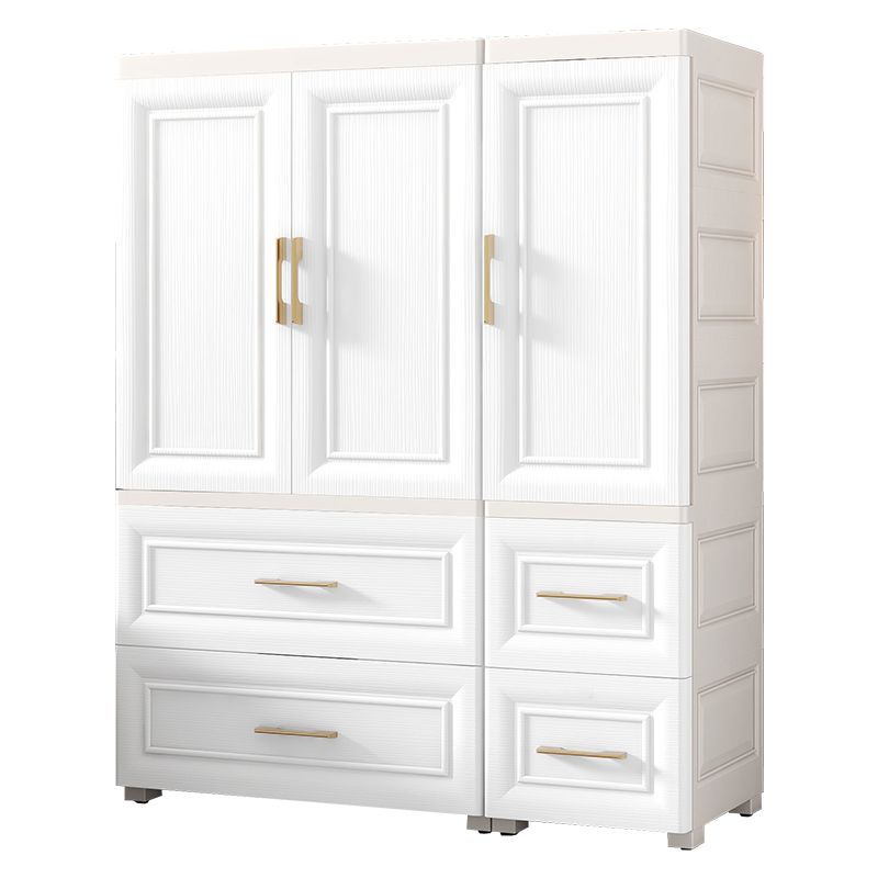 Contemporary White Storage Cabinet Bedroom Plastic Cabinet with Drawers