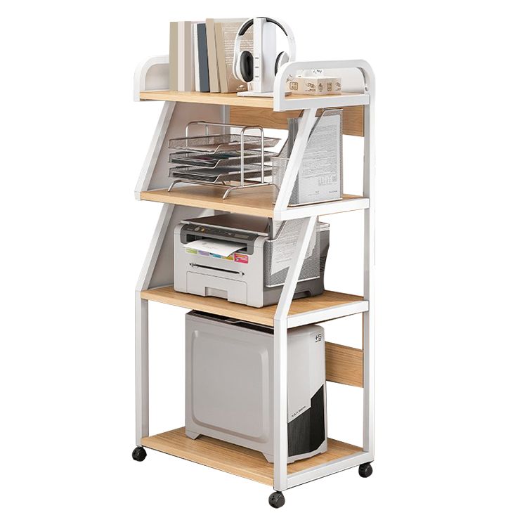 Industrial Style Wooden Bookshelf Open Home Shelf Bookcase with Caster Wheels