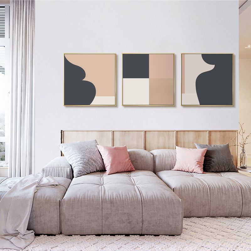 Illustration Abstract Pattern Art Nordic Style Canvas Textured Wall Print in Orange