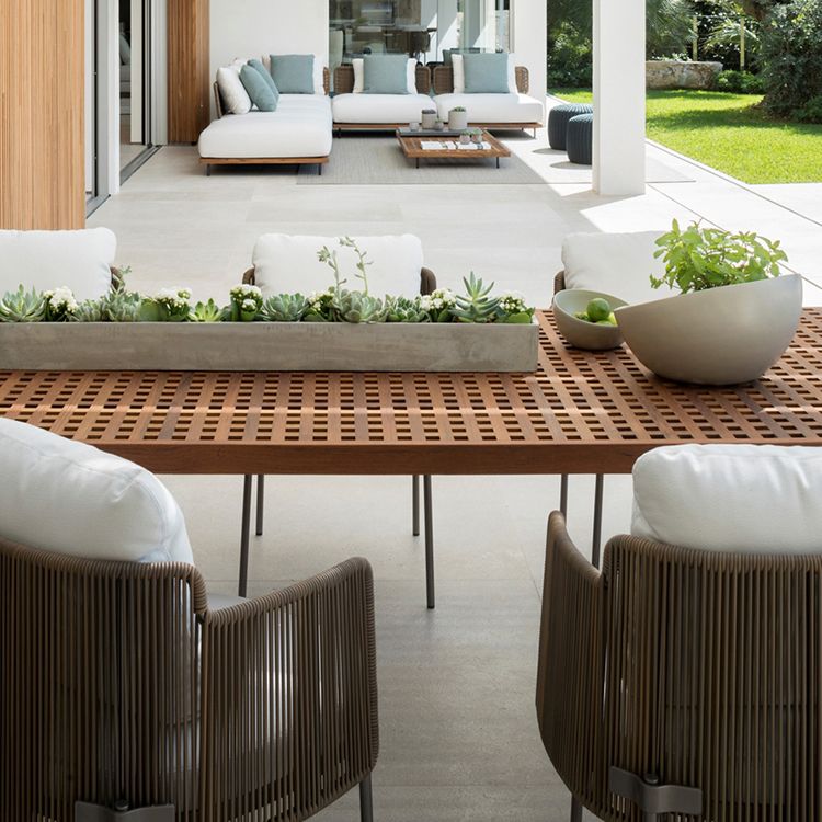 Boho Style Dining Set Wooden Rectangular 1/9 Pieces Dining Set