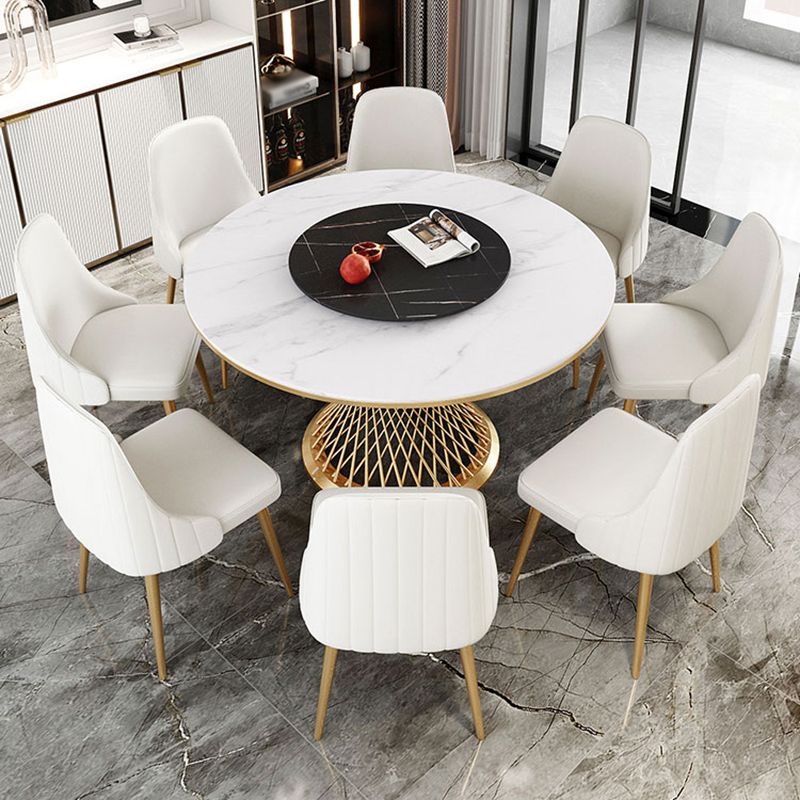 Traditional Luxury Round Stone Dining Table Pedestal Casual Dining Table