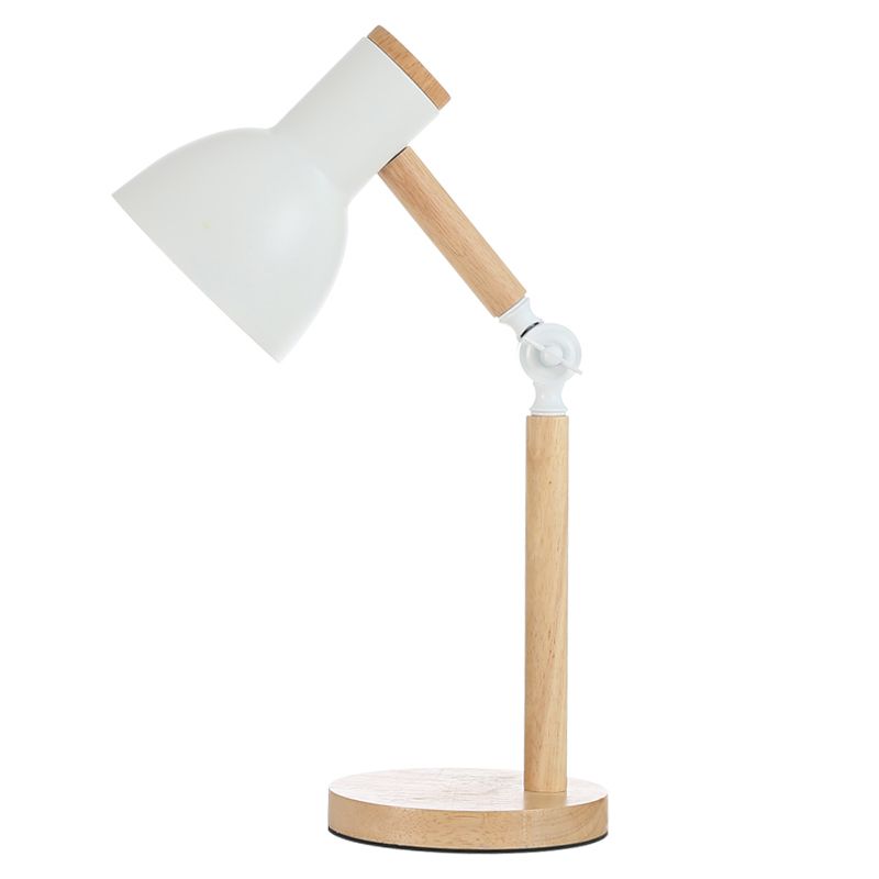 Makaroon Wood Night Tischlichter Bell 1-Licht-Nachttischlampen mit Metallschatten
