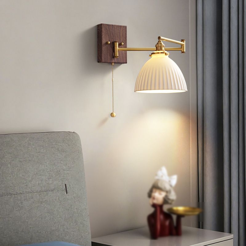 Modern Simple Wall Light Geometry Shape Wall Lamp with Ceramics Shade for Bedroom