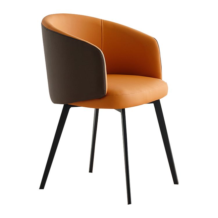 Sillón de cuero contemporáneo con acabado mate, respaldo sólido, silla de comedor