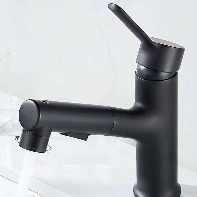 Modern Vessel Sink Faucet Copper 1-Handle Low Arc Retractable Vessel Faucet for Bathroom