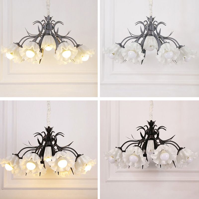 Estilo moderno de 9 luces Luces colgantes de lámparas Flower Glass Pendse Lighting