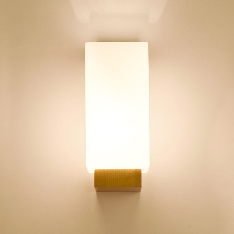 Luz de pared de color de registro de vidrio en la lámpara de pared rectangular de madera de estilo conciso moderno para espacios interiores