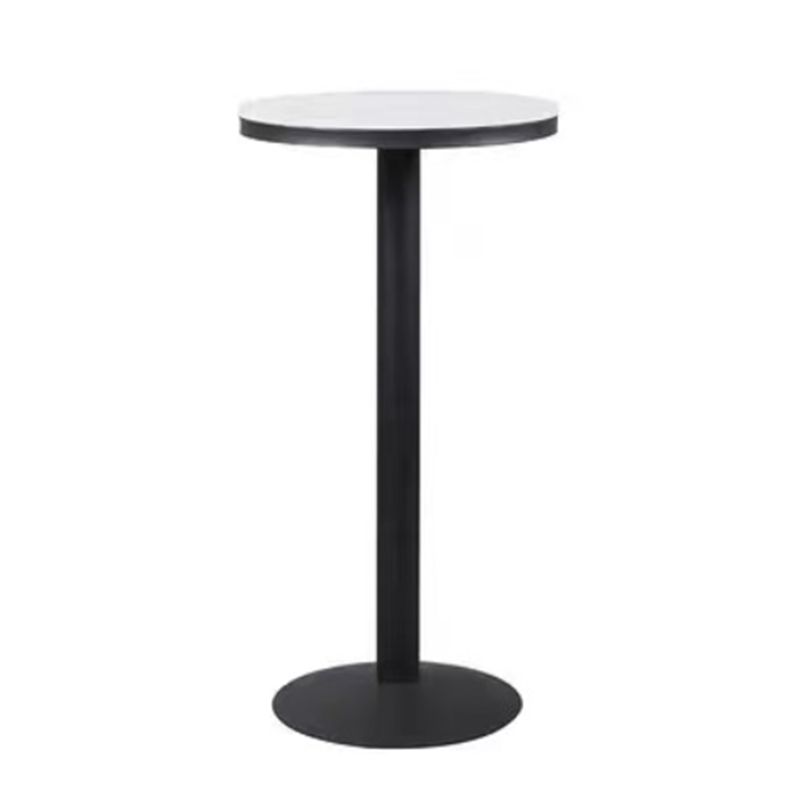 Modern Round Bar Table Set 1/3 Pcs Stone Top Bar Table and Leather Upholstered Stools
