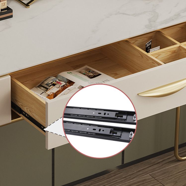 Slate Top Vanity Dressing Table Set Glam Wooden Makeup Vanity Set