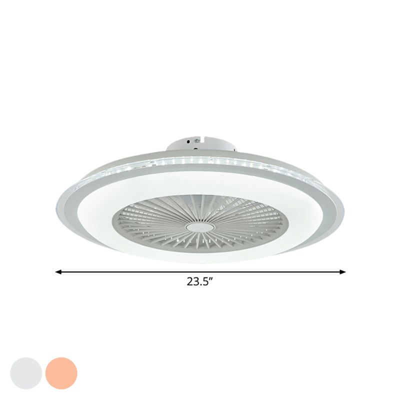 Kreisförmige Deckenventilator Leichtminimalist Metall 23,5 "Weit weiß/rosa Finish LED Semi Flush Lampe