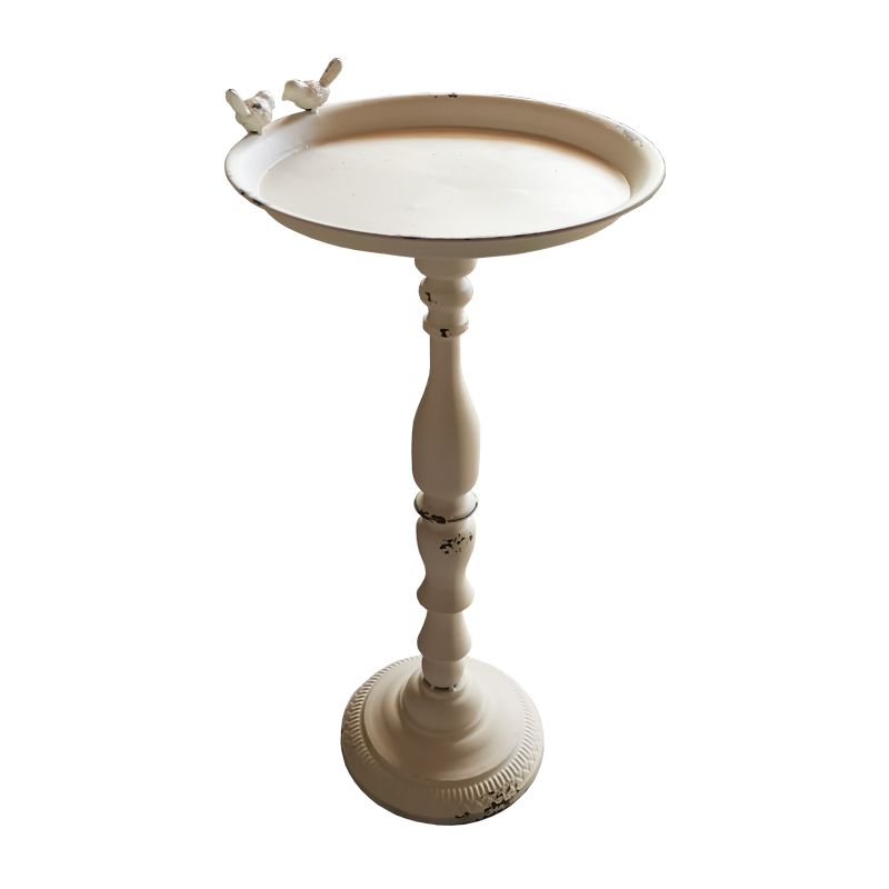 Round Mental Tray Top Side Table Pedestal Distressed End Table