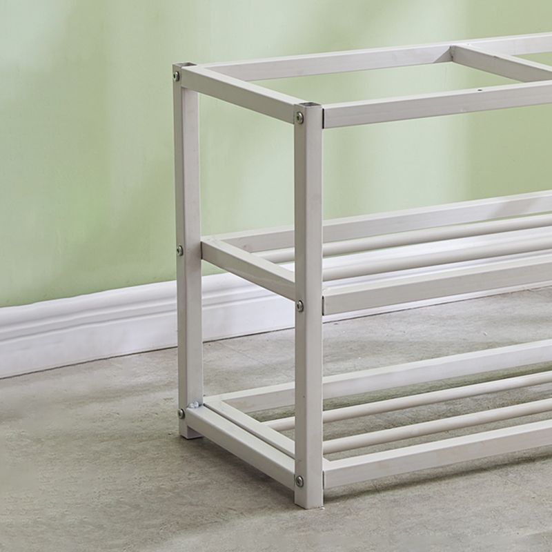 Contemporary Ottoman Faux Leather Upholstered Tufted Rectangle Ottoman with Bottom Rack