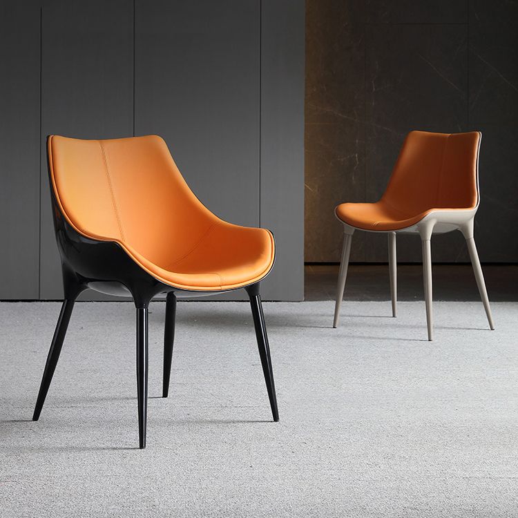 Sillas auxiliares de comedor estilo moderno Silla auxiliar con brazo de cocina y patas de metal (juego de 2)