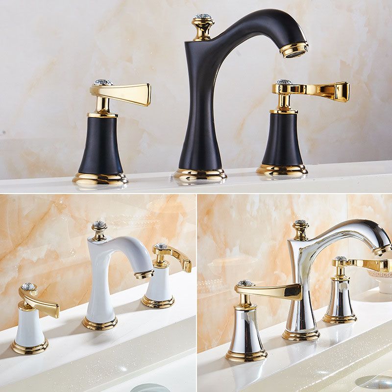 Widespread Faucet Glam Style 2 Lever Handles Faucet for Bathroom