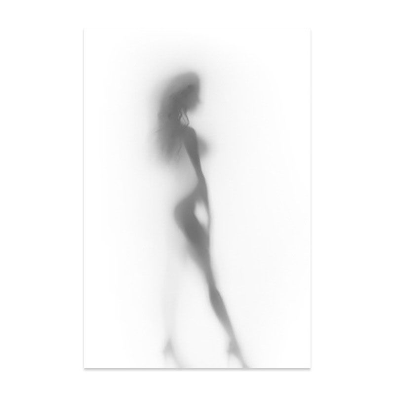 Modern Creative Canvas in Grey Shadow of Sexy Woman on the Frosted Glass Wall Art for Room