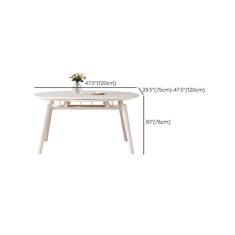 Contemporary Round Extendable Stone Dining Table with Wooden Legs