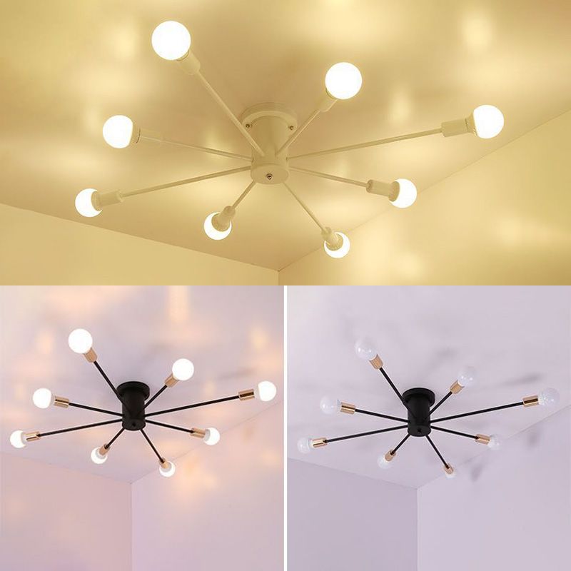 Sputnik Design Metal Semi Flush Light Fixtures Vintage Living Room Semi Flush Mount Ceiling Fixture