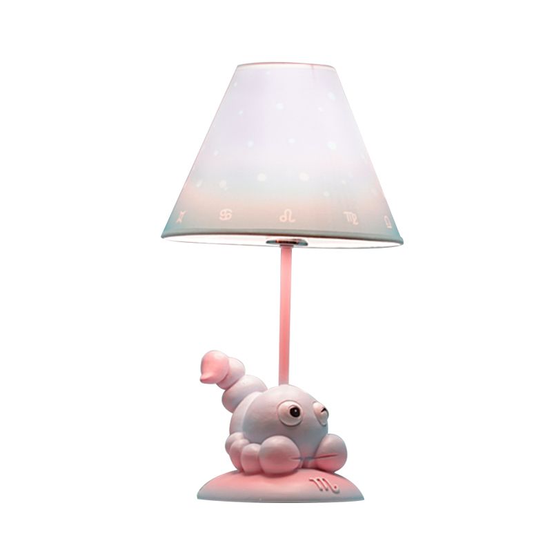 Pink Constellation Nachttisch Leuchtkarikatur 1 Glühharz -Nachttisch -Lampe mit Kegelstoffschatten