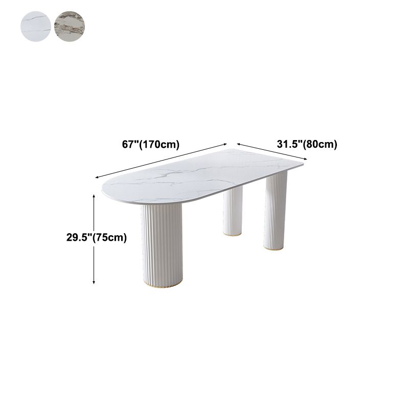White Tripod Base Dining Table Stone Top Modern Dining Room Kitchen Table