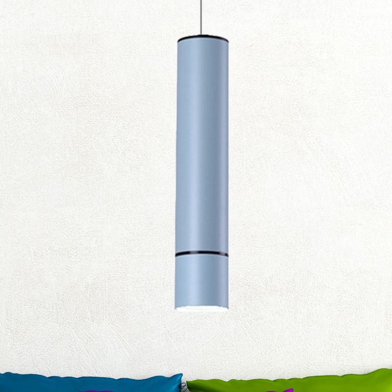 Nordic 1 Light Suspension Light with Metal Shade Pink/Blue/Green Pipe Ceiling Pendant Light in White/Warm/Natural Light