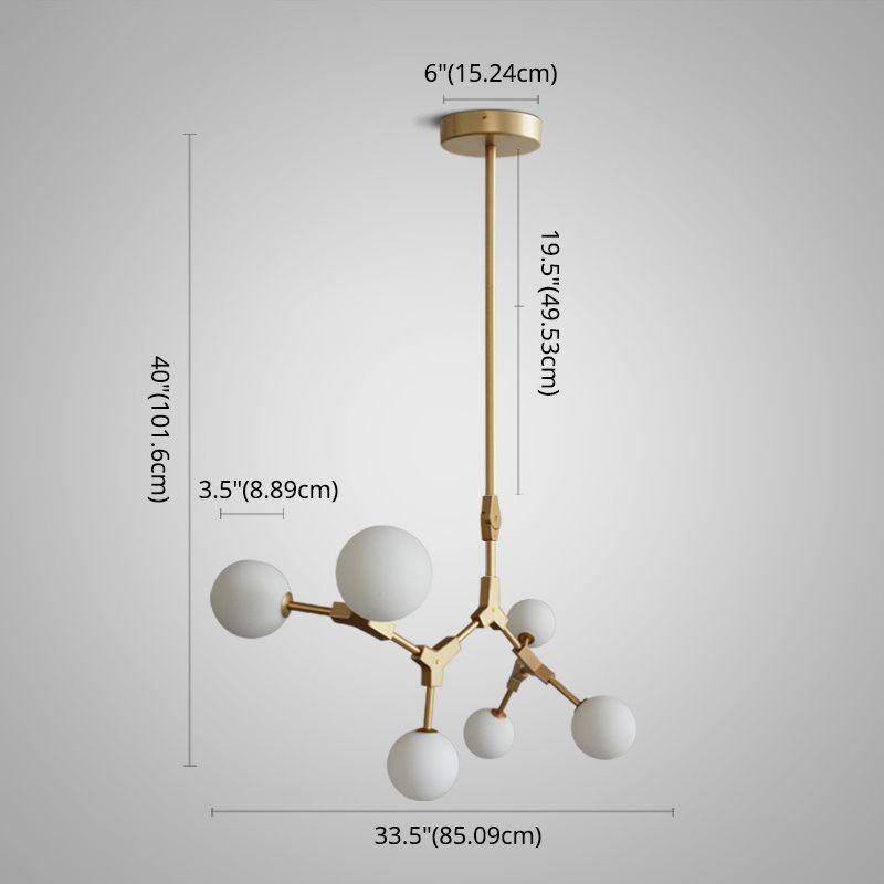 Gold Modern Branch Branch Molecular lampadario molecolare Bianco di vetro Blaccia Aibero appeso per la sala da pranzo in cucina