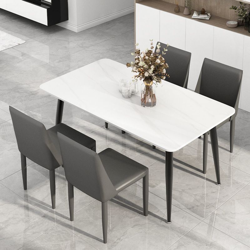 Modern Rectangle Stone Table Standard Height Dining Table with 4 Legs