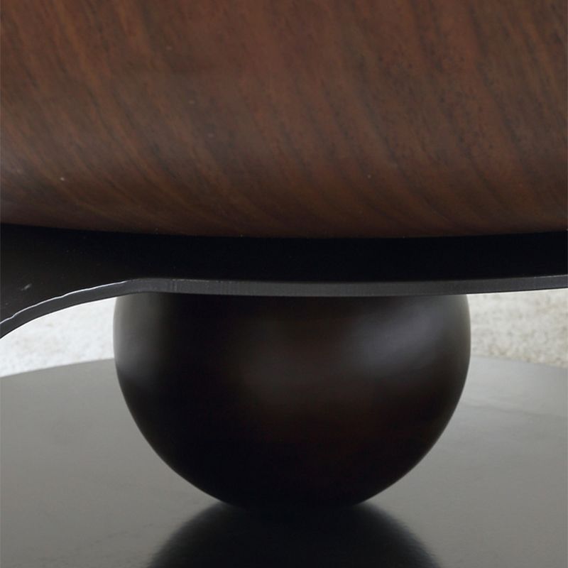 Round Square Block Base Wood/glass Modern Style Coffee Table