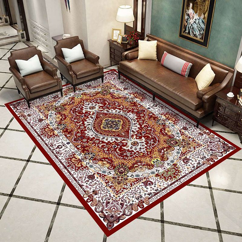 Creative Exotic Area Rug Nostalgia Flower Print Rug Non-Slip Backing Area Carpet for Home Decor
