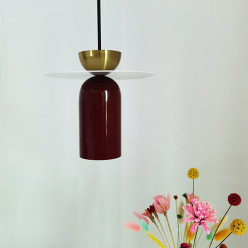 Zylindrische kleine Anhängerlampe postmoderne Metall 1 Kopf Esszimmer Deckenleuchte