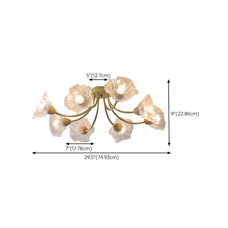 Nordic Style Iron Ceiling Light Lotus Leaf Shape Ceiling Lamp for Bedroom