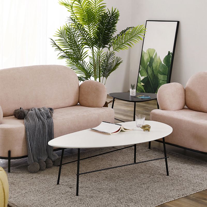 Modern Metal 3 Legs / Trestle Base Triangle / Oval Wood Top Coffee Table