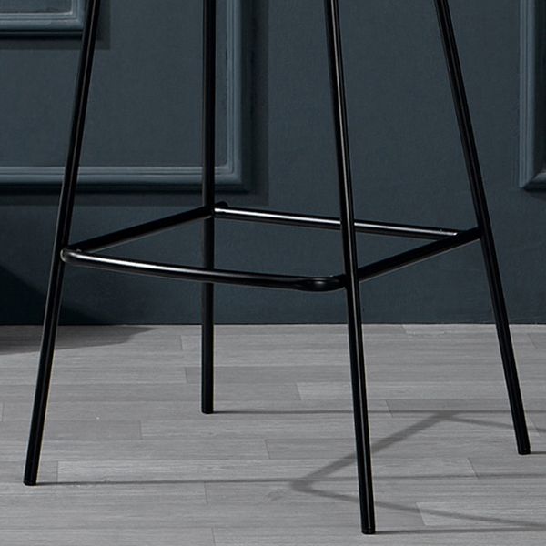 Modern Leather Counter Bar Stool Black Base Footrest Low Back Counter Stool