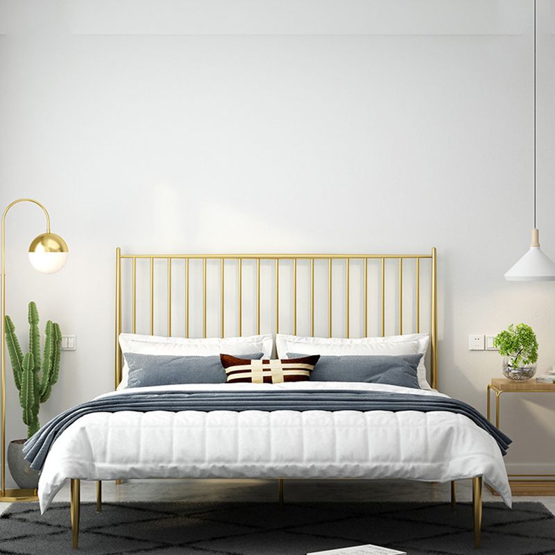 Modern Style Metal Slat Standard Bed with Rectangular Headboard