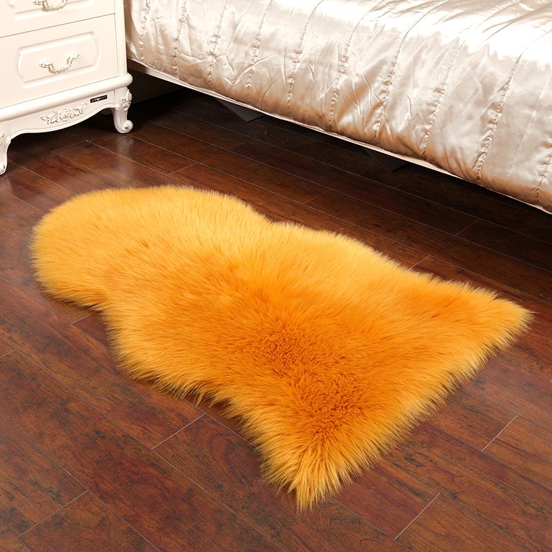 Casual Living Room Rug Multi Color Plain Area Carpet Faux Fur Non-Slip Backing Indoor Rug