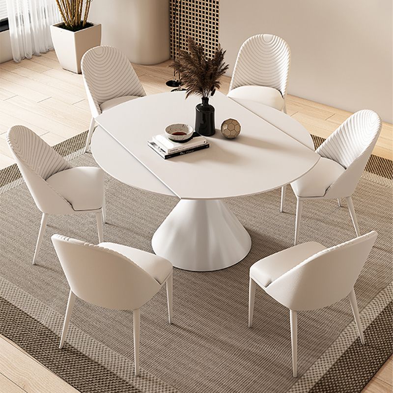 Metal and Slate Table Contemporary Style Home White Round Dining Table