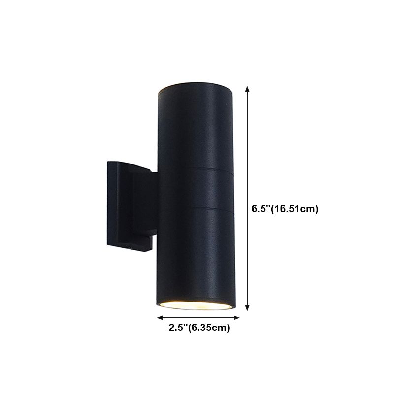 Contemporary Black Wall Light Cylinder 2 Lights Wall Washer with Aluminum for Outdoors