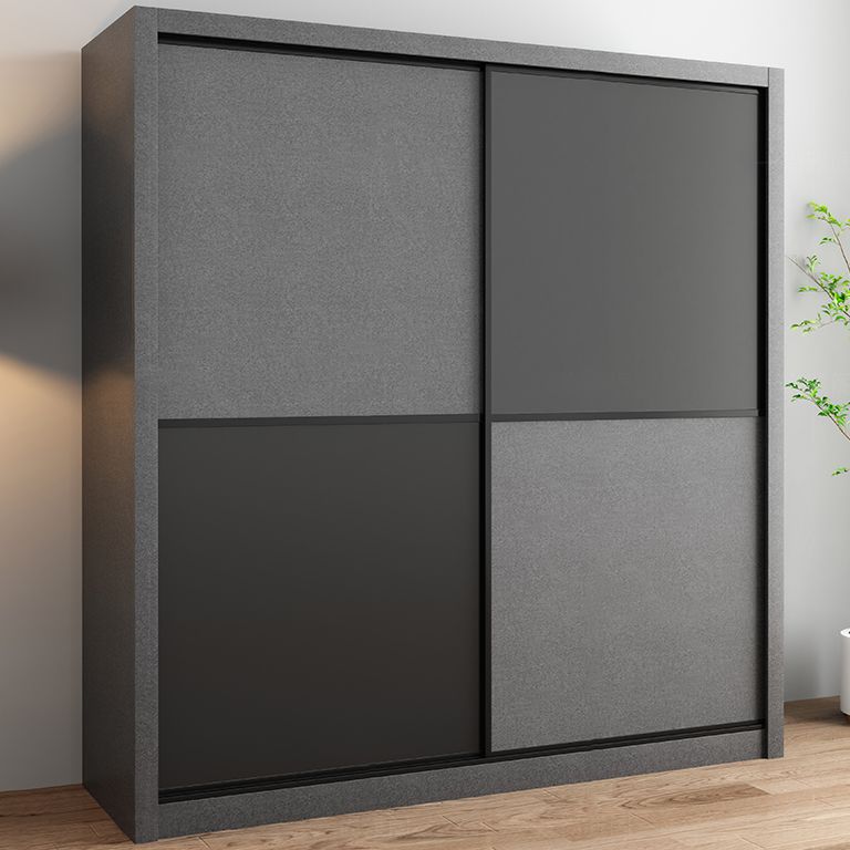Grey Engineered Wood Wardrobe Armoire Modern Wardrobe Cabinet