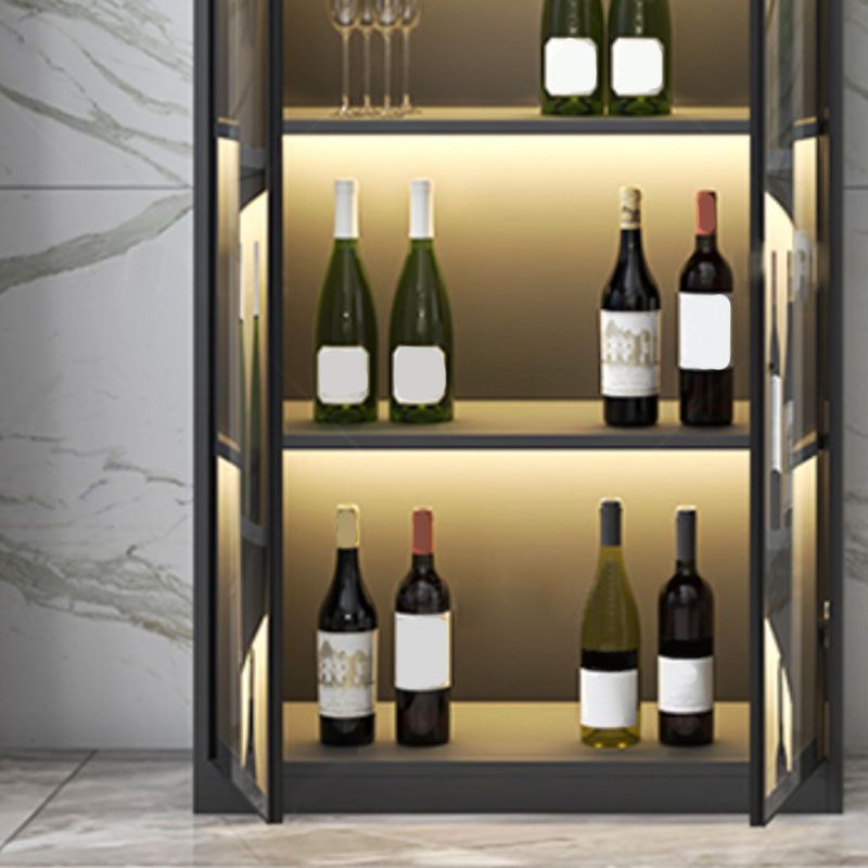 Contemporary Display Stand Faux Wood Storage Cabinet with Lighting