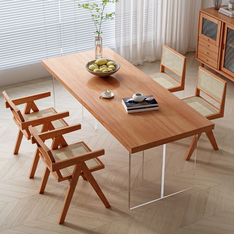 Modern 1/2/5 Pieces Dining Set Rectangle Pine Wood Dining Table for Dining Room Cafe
